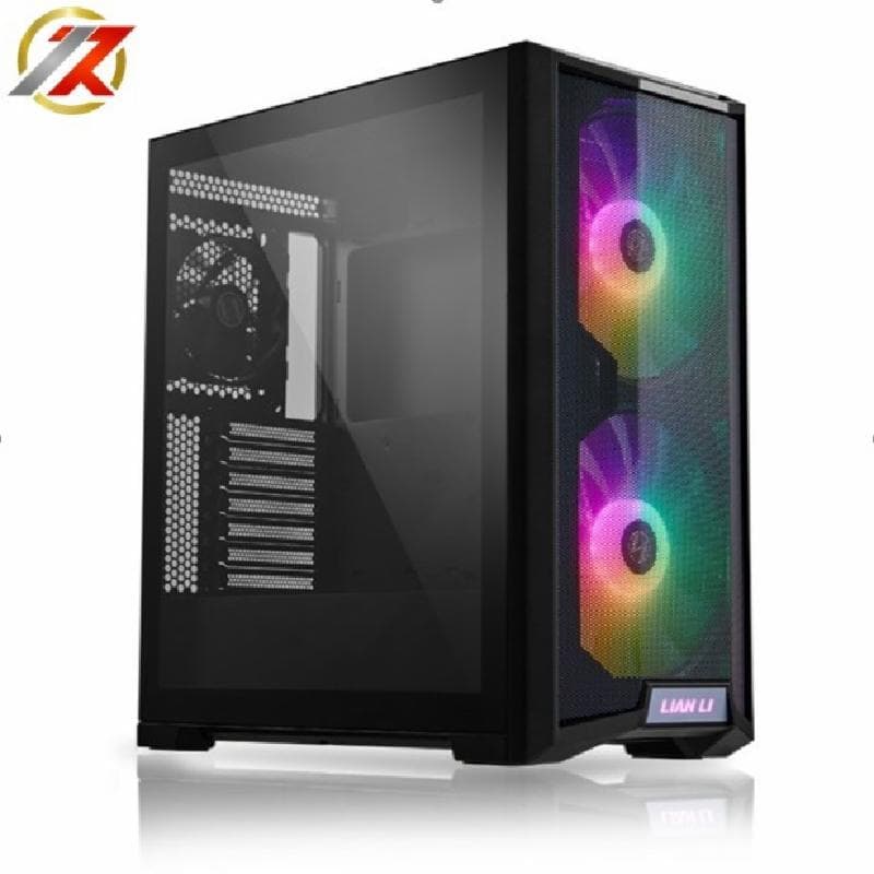 LIAN LI LANCOOL 215 BLACK - SIDE TEMPERED GLASS - FREE 2 PCS 20CM ARGB FANS + 1 PCS 12CM FAN