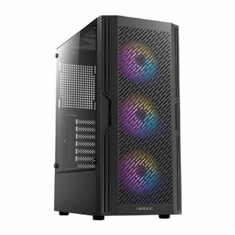 Antec AX20 - Mid-Tower Gaming Case - Slanted Bar Air Intake Design - Tempered Glass - FREE 3 PCS 12CM RGB FANS