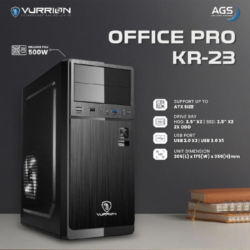 VURRION OFFICE PRO KR23 ATX CASE + PSU 500W