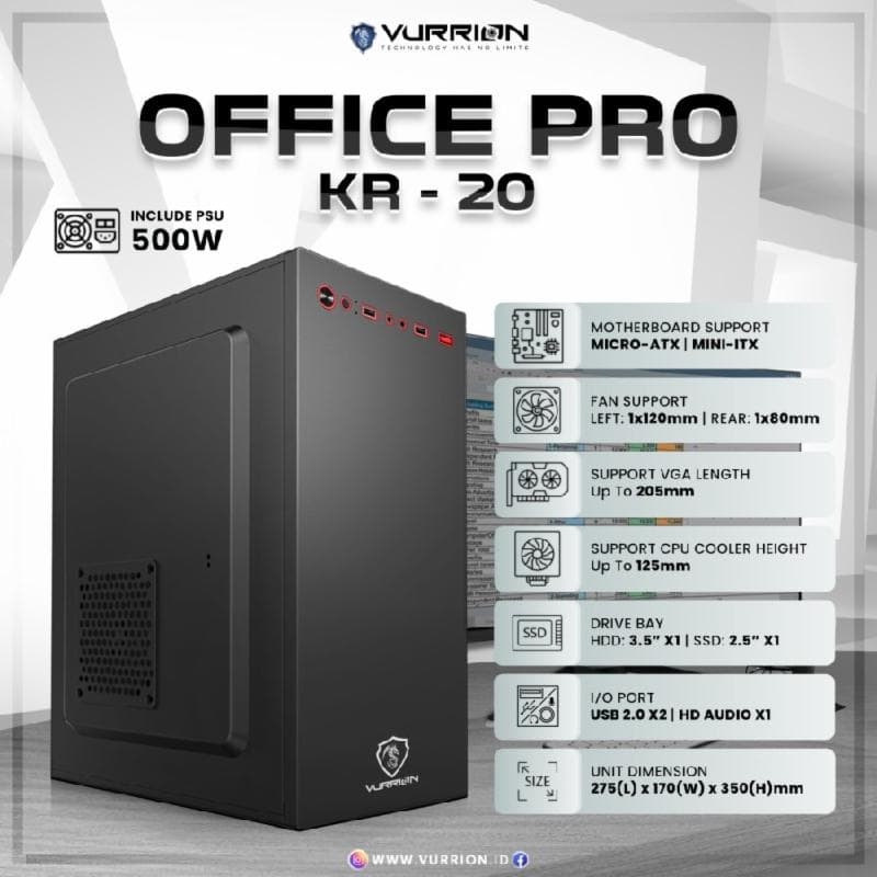 VURRION OFFICE PRO KR20 m-ATX CASE + PSU