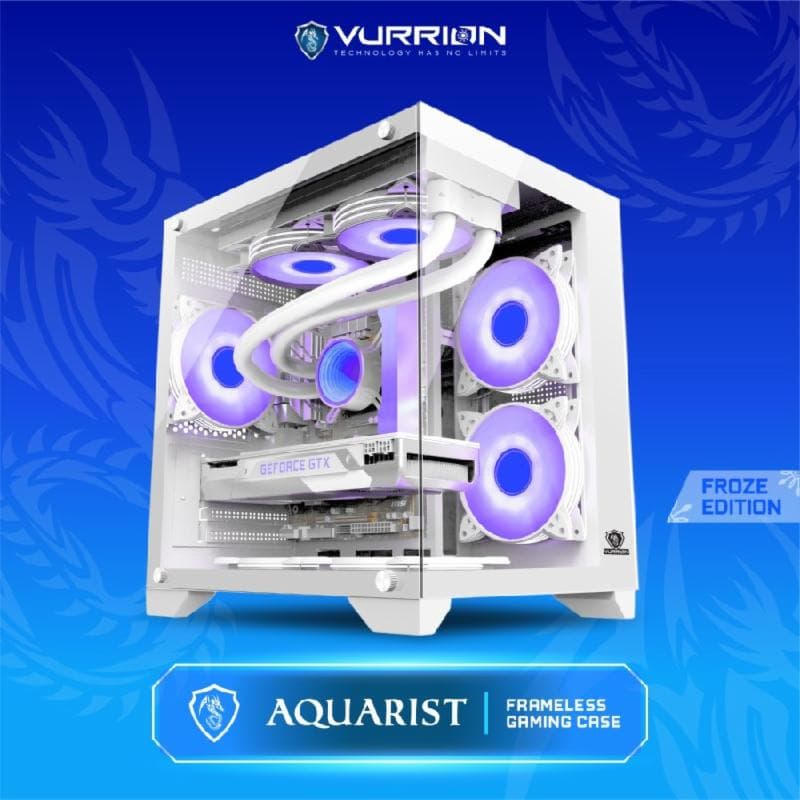 VURRION AQUARIST (WHITE) FROZE EDITION M-ATX FREE 5 FAN CASE