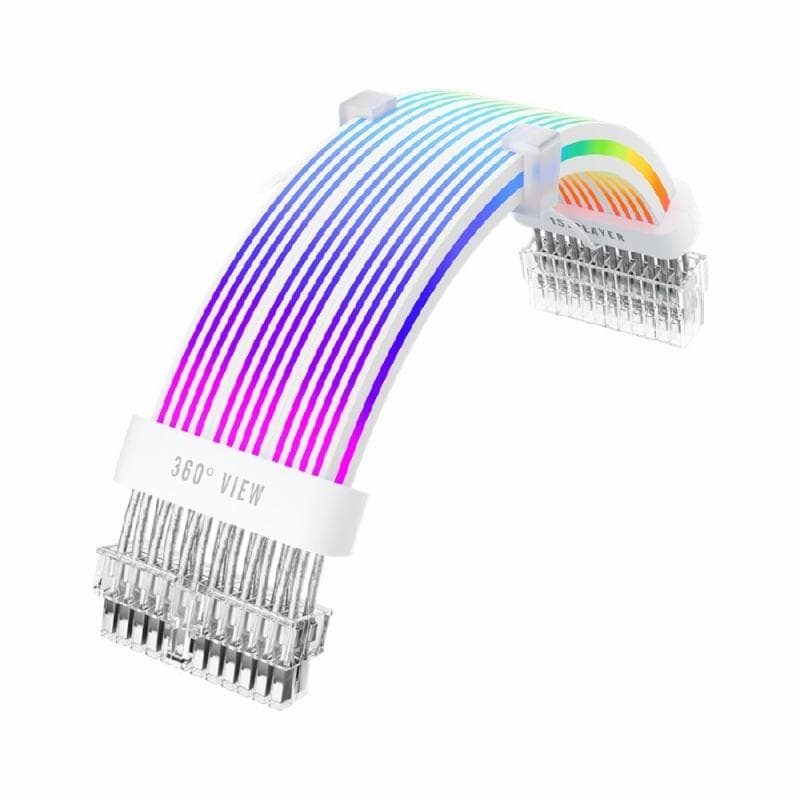 1STPLAYER CC RGB Cable 24PIN - NC24P WHITE - Double Sided Lighting - Support 5v RGB Sync with Motherboard (ARGB)