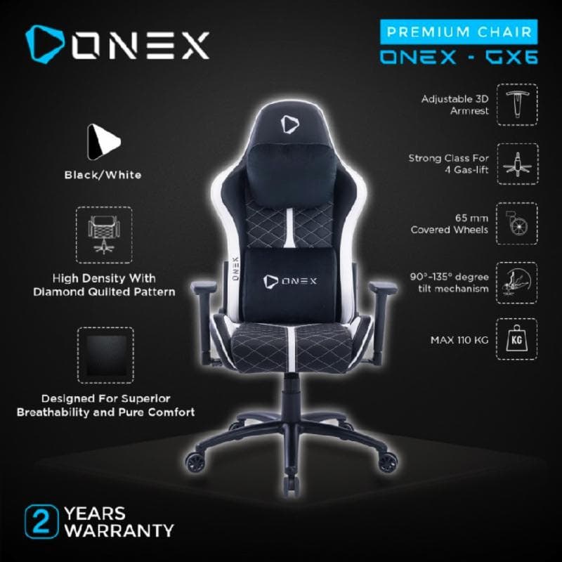 GAMING ONEX GX6 - WHITE Premium Quality Gaming Chair