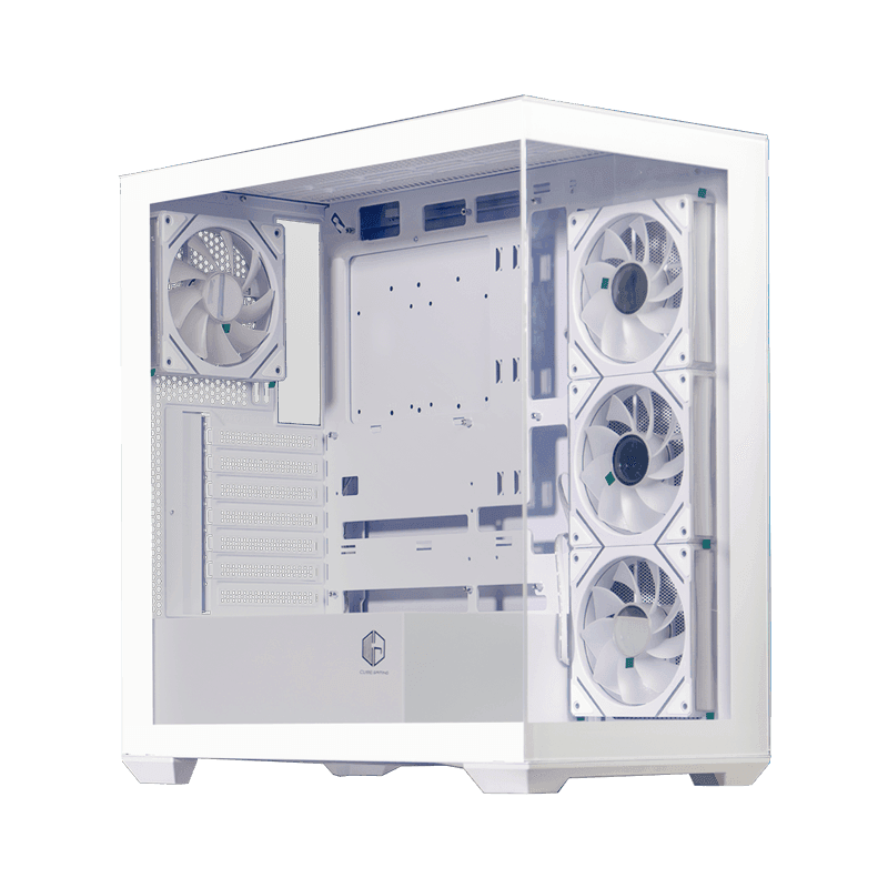 CUBE GAMING PREMIUM SHIVA (WHITE ) ATX Gaming Case - Free 3Pcs 120mm Reverse Infinity Mirror ARGB Fan + 1Pcs 120mm Infinity Mirror ARGB Fan