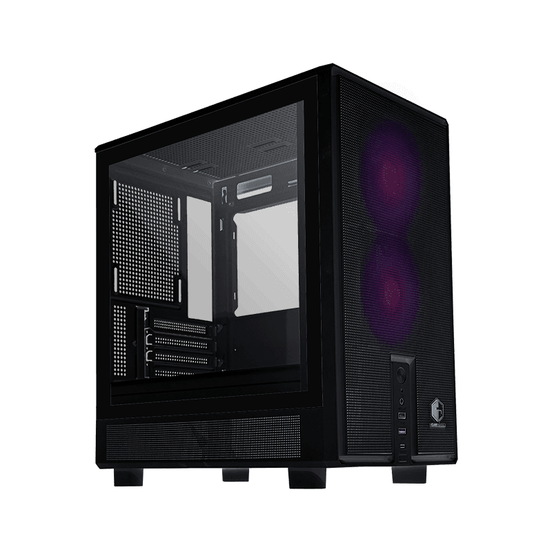 CUBE GAMING TUNE BLACK - mATX Gaming Case - Mesh Front Panel Design - Left Side Tempered Glass - Dust Filter - PSU Cover - Free 2Pcs 12CM ARGB Fan