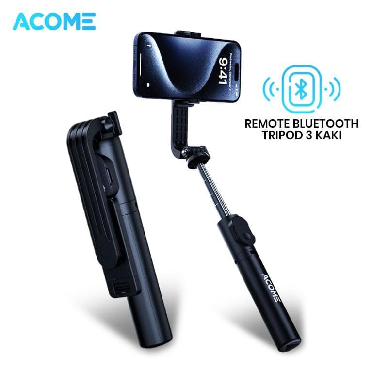 ACOME SS07A Black Tongsis Tripod Bluetooth Remot Control