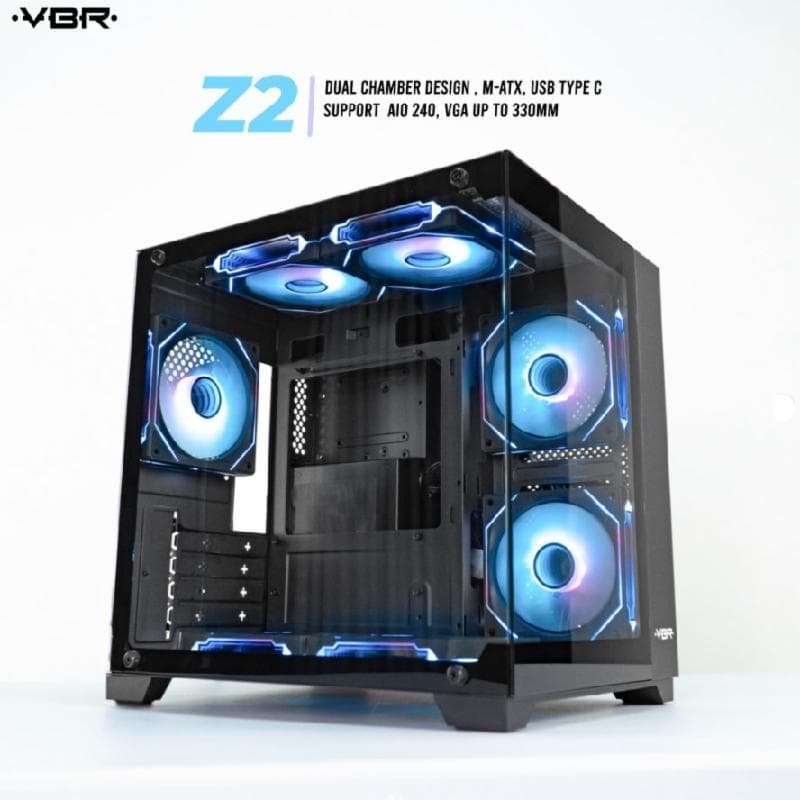 VBR Z-2 (BLACK) Dual Chamber M-ATX USB Type C Support  AIO 240, VGA up to 330mm