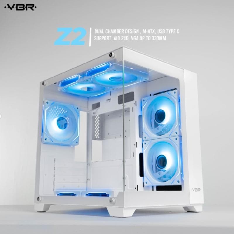 VBR Z-2 (WHITE) Dual Chamber M-ATX USB Type C Support  AIO 240, VGA up to 330mm