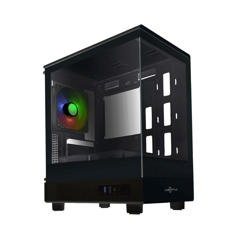 CUBE GAMING MOFEN BLACK - mATX Gaming Case - Front & Left Side Tempered Glass - Dust Filter - Free 3Pcs 12CM RGB Fan 2