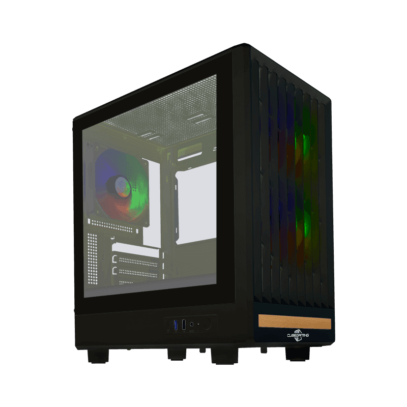 CUBE GAMING NEOZ BLACK - mATX Gaming Case - Mesh Front Panel Design - Left Side Tempered Glass - Dust Filter - Free 3Pcs 12CM RGB Fan