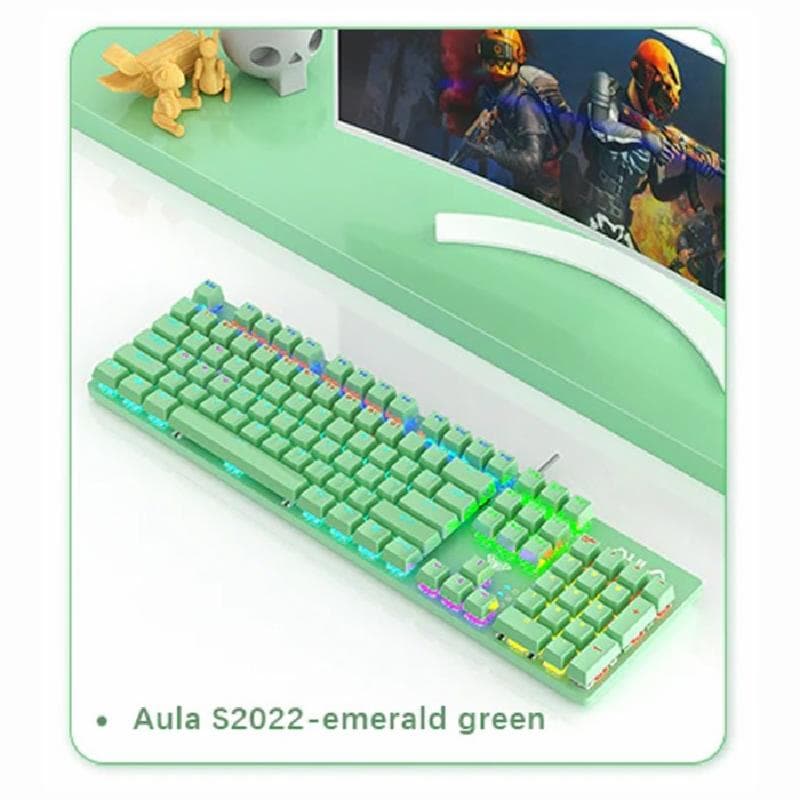 AULA S2022 (GREEN) BLUE SWITCH RGB Gaming Mechanical Keyboard