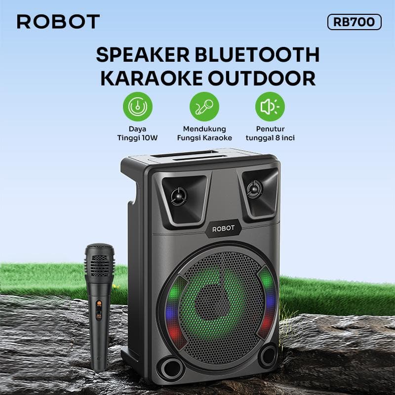ROBOT RB700 (Black) RGB Karaoke Bluetooth 5.0 Speaker Mic