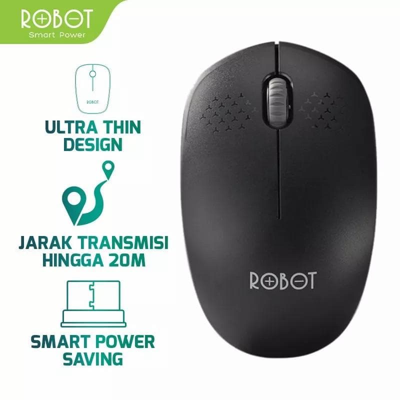 ROBOT M210 (Black) Mouse Wireless 2.4GHz 1600DPI