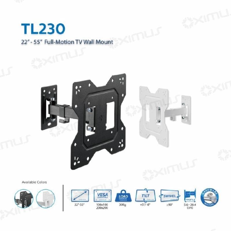 OXIMUS TL230 BRACKET TV LED Monitor WallMount 22"-55" 30kg Tilt Swivel