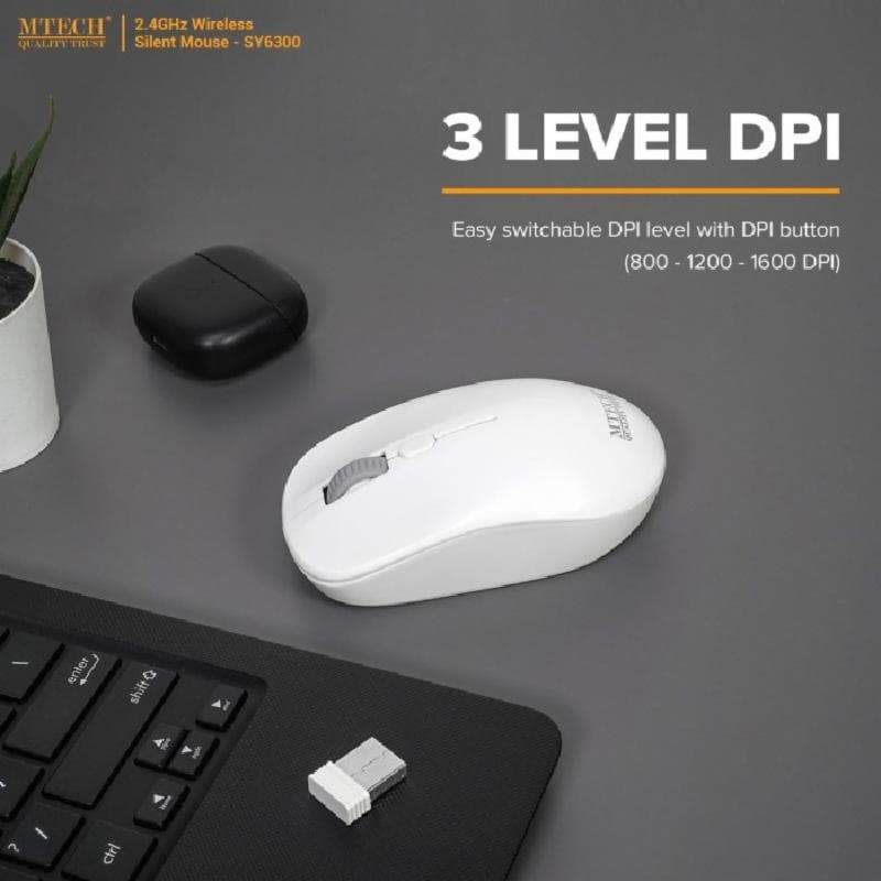 M-TECH SY-6300 (WHITE) WIRELESS 2.4G SILENT MOUSE