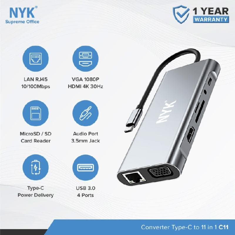 NYK C11 TYPE-C TO 11 IN 1 CONVERTER