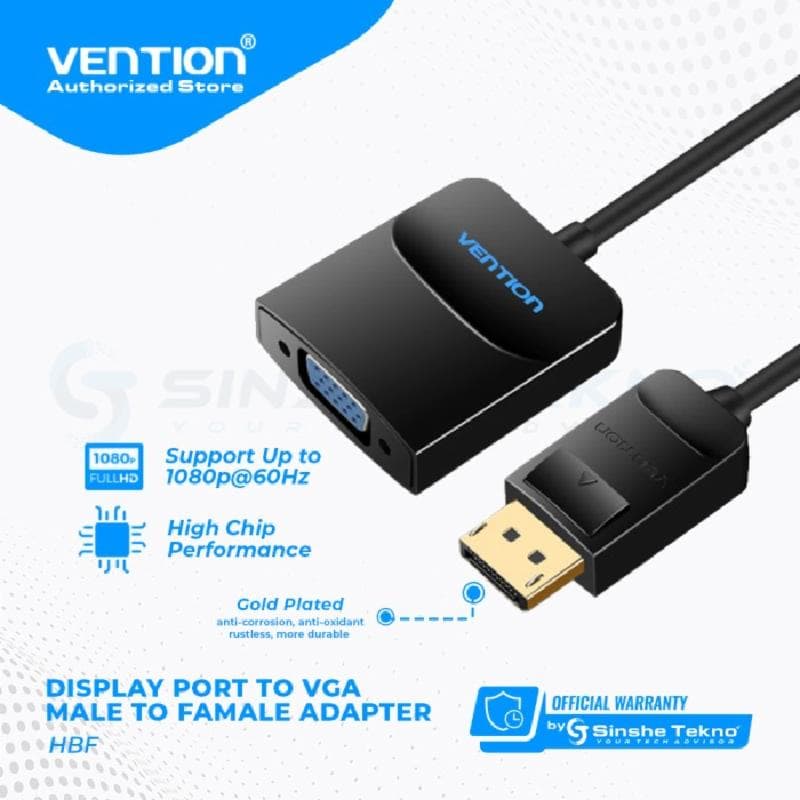 VENTION HBFBB CONVERTER DP to VGA Converter 0.15M Black
