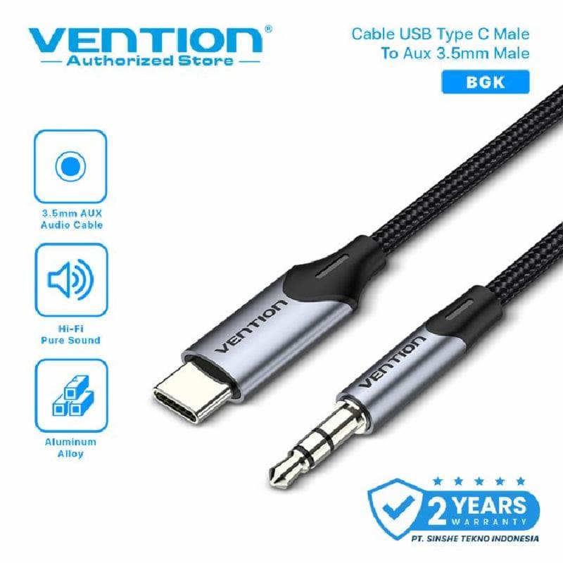 VENTION BGKHG 1.5M USB-C Male to 3.5MM Male Cable Gray Aluminum Alloy Type