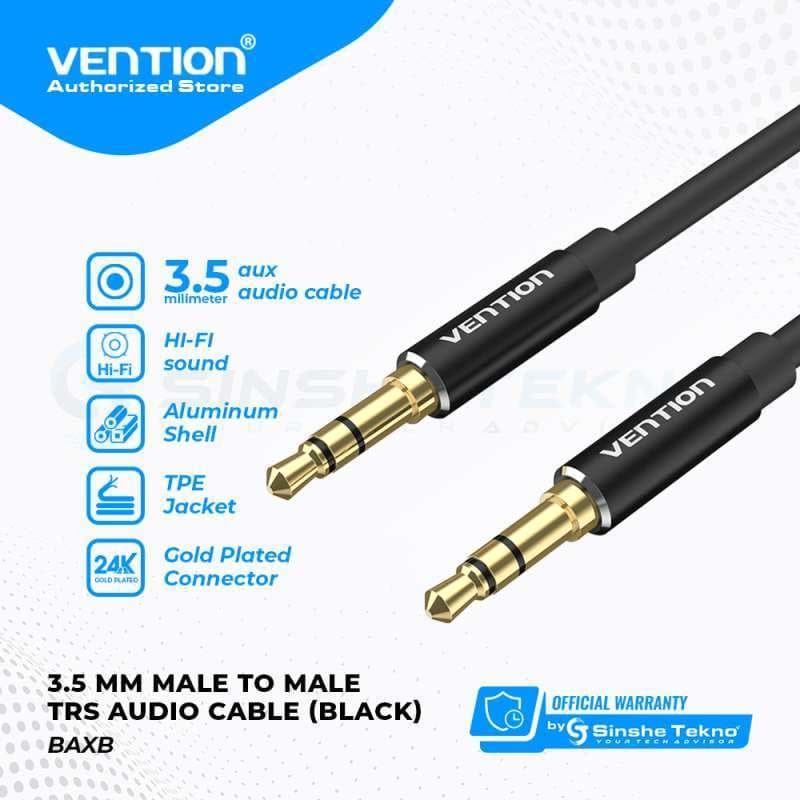 VENTION BAXBJ 5M KABEL AUDIO 3.5mm Male to Male Audio Cable Black Aluminum Alloy Type