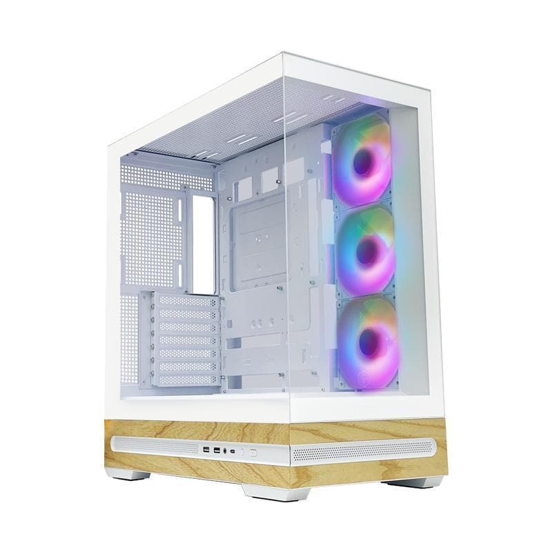 CUBE GAMING PREMIUM NEISSE (WHITE) - ATX Gaming Case - Panoramic View - All White Inside - BTF Support - Front & Left Side Tempered Glass with Tools Free - USB Type C Ready - PSU Cover - Dust Filter - FREE 3PCS 12CM ARGB FAN