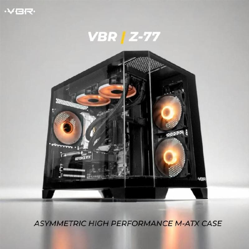 VBR Z-77 (BLACK) Modern Aesthetic Dual Chamber design , M-ATX, USB Type C, Support  AIO 360, VGA up to 330mm