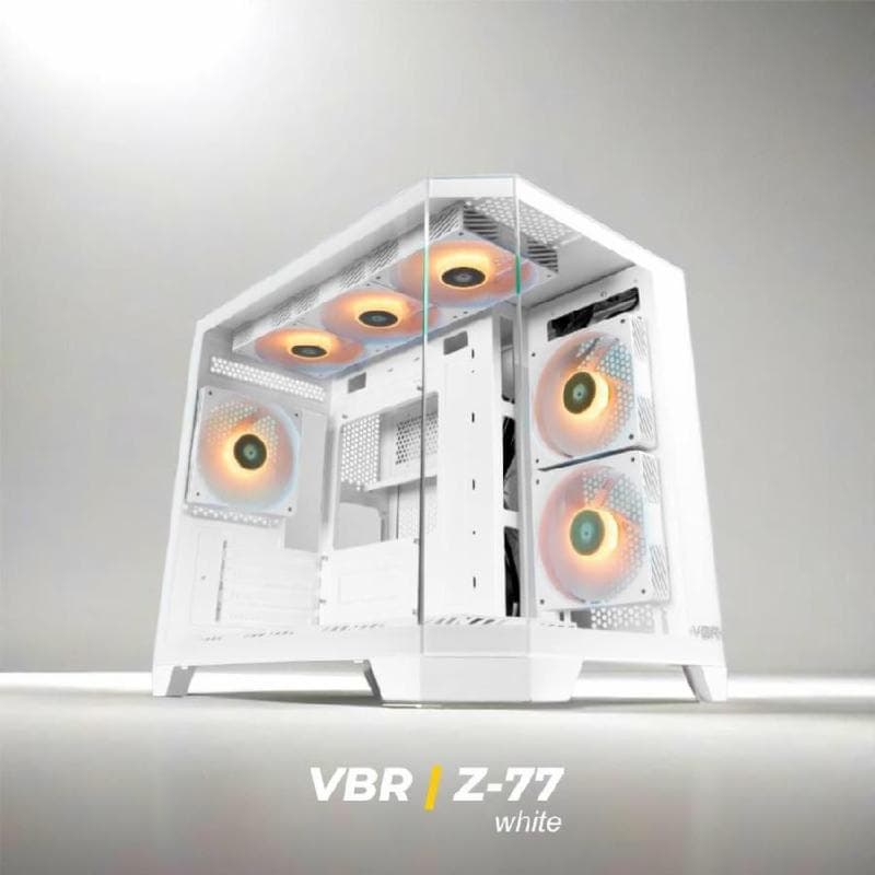 VBR Z-77 (WHITE) Modern Aesthetic Dual Chamber design , M-ATX, USB Type C, Support  AIO 360, VGA up to 330mm
