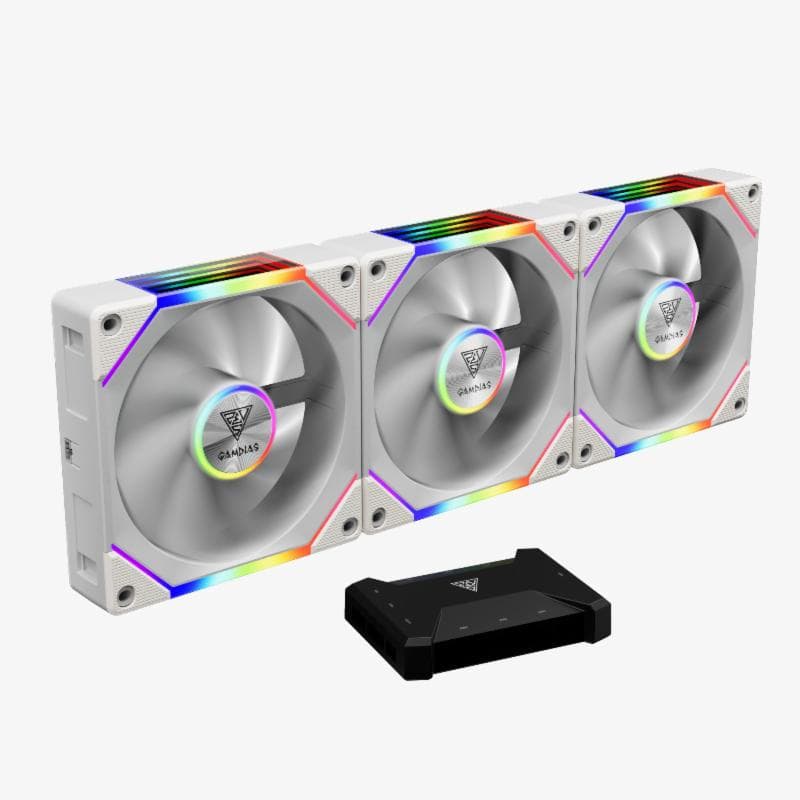 GAMDIAS AEOLUS P2-1203U WH (WHITE) ARGB PWM Fans Daisy Chain Cableless Connection
