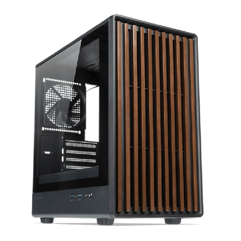 TECWARE TIMBER M TG (BLACK) MATX Case w/ 4 x 120mm Black Fans