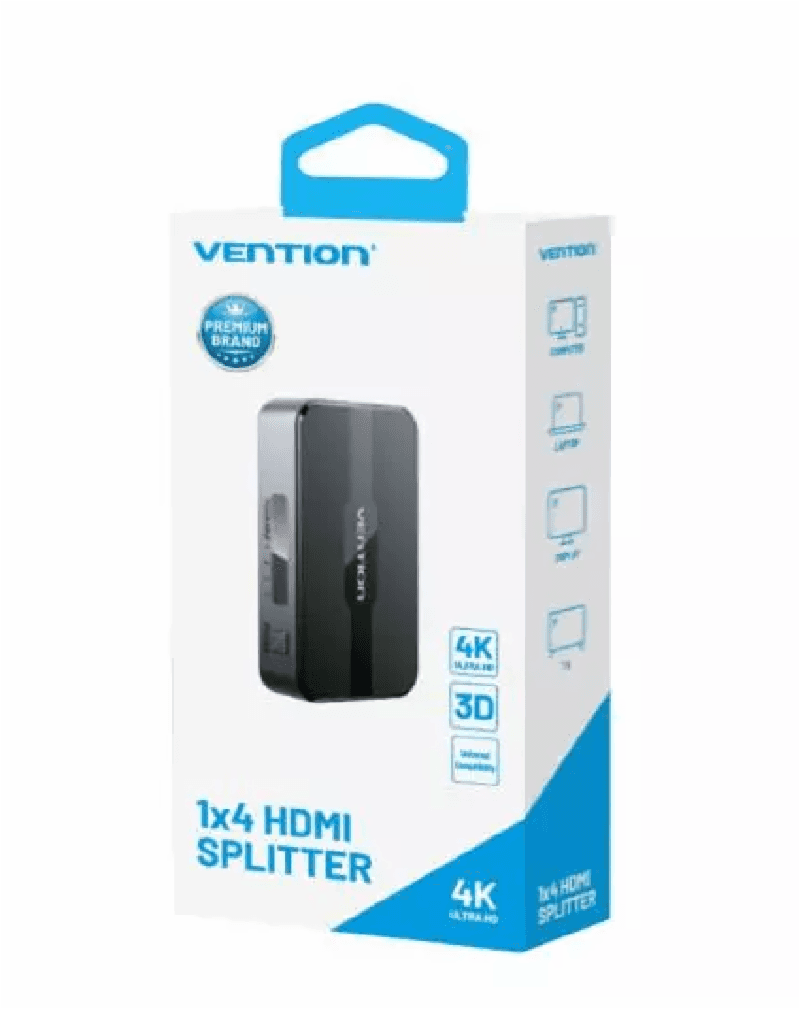 VENTION A12B0-EU HDMI Splitter 4K 1 IN 4 Out Black Aluminum Alloy