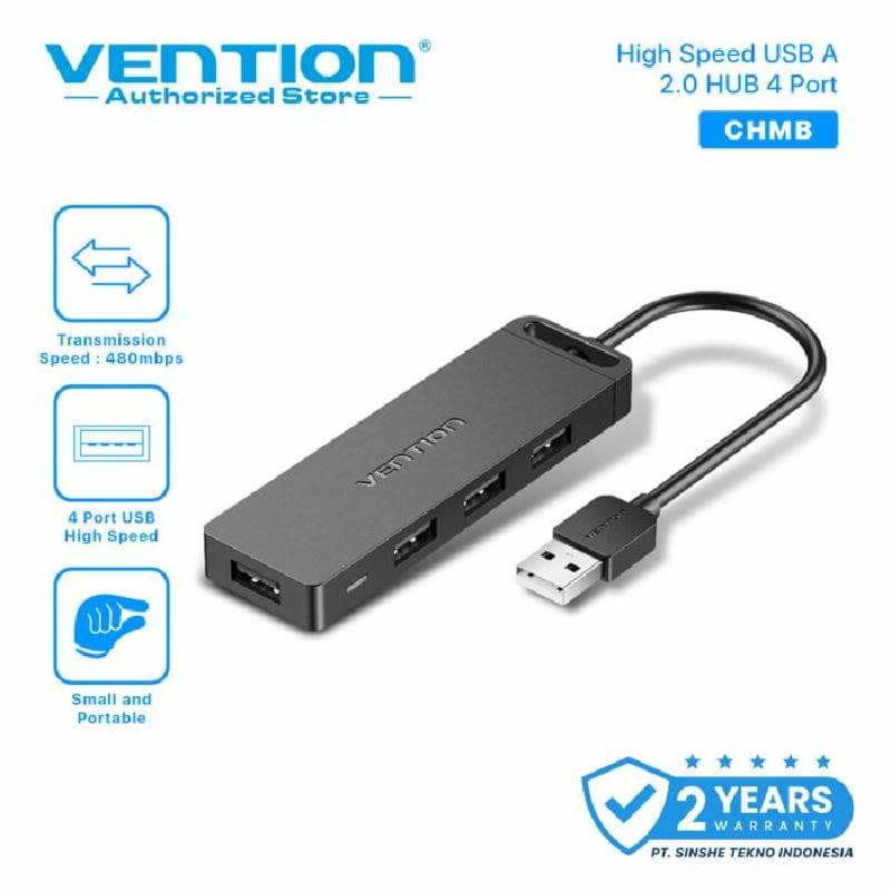 VENTION CHMBD 4-Port USB 2.0 Hub With Power Supply 0.5M Black