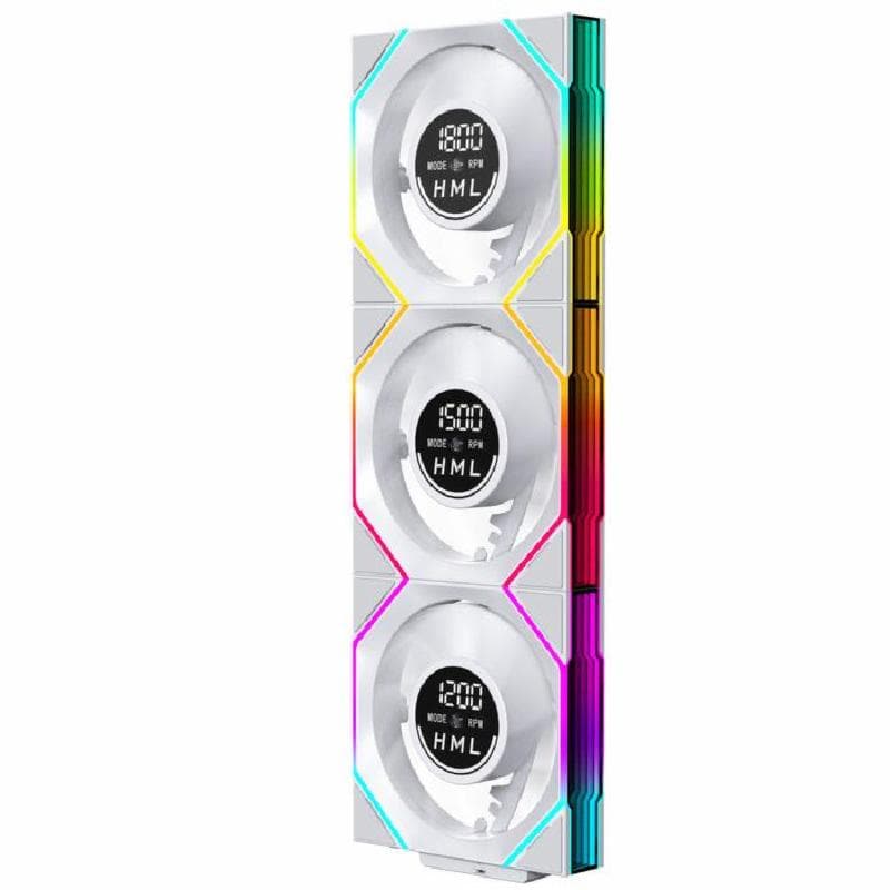 JUNGLE LEOPARD INTERSTELLAR V4 DIGITAL ARGB (WHITE) 120mm PWM BLOCK Fan TRIPLE PACK