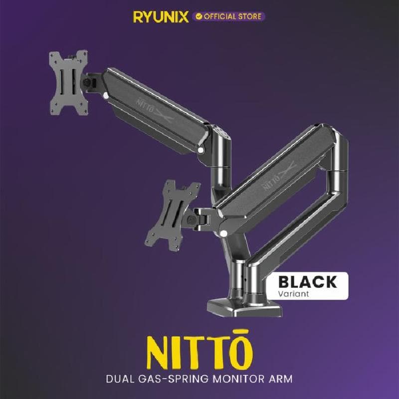 RYUNIX NITTO MAX2 (BLACK) DUAL ARM BRACKET MONITOR