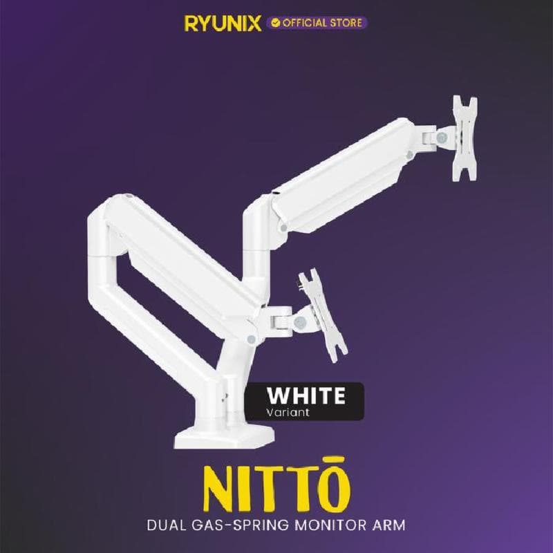 RYUNIX NITTO MAX2 (WHITE) DUAL ARM BRACKET MONITOR
