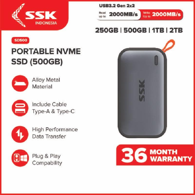 SSK SD500 500GB SSD External Portable NVME