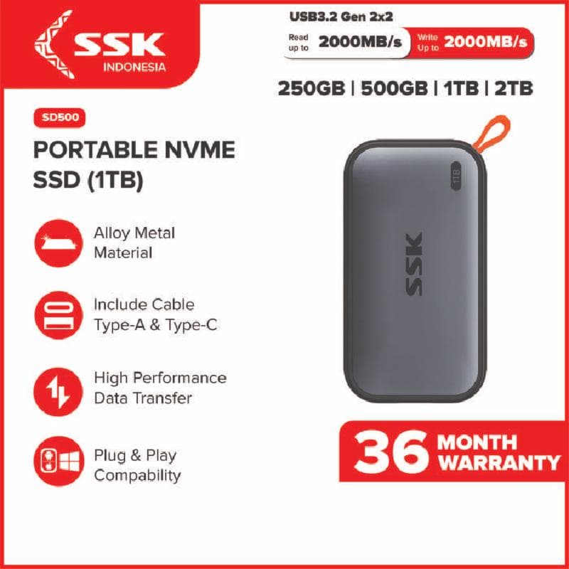SSK SD500 1TB SSD External Portable NVME
