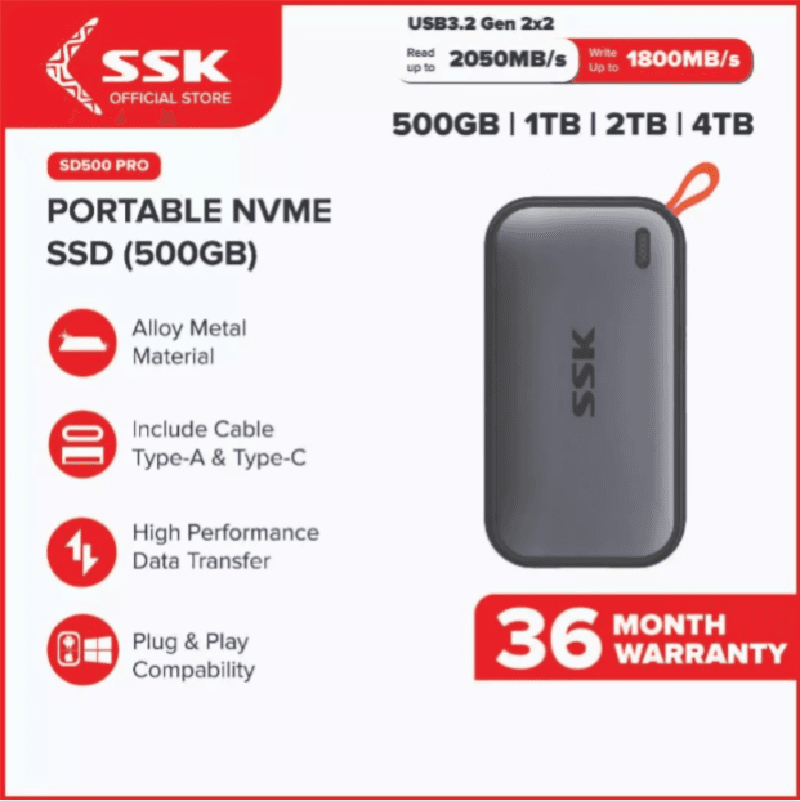 SSK SD500PRO 500GB SSD External Portable NVME