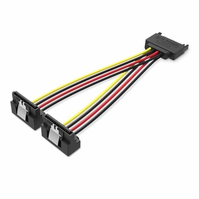 VENTION KDBBB SATA 15P Male to 90° 2*15P Female Power Splitter Cable 0.15M Black