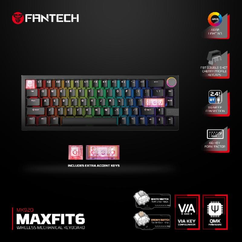 FANTECH MAXFIT6 MK920 (BLACK) WHITE SWITCH WIRELESS MECHANICAL KEYBOARD