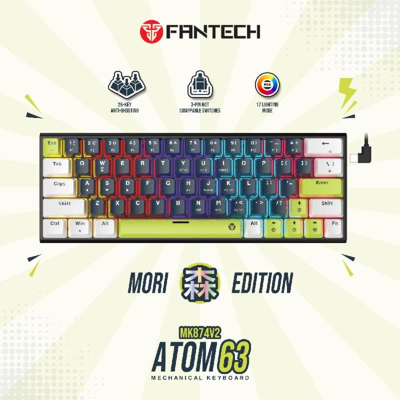 FANTECH ATOM63 MK874V2 MORI EDITION (BLUE WHITE) TARO SWITCH MECHANICAL GAMING KEYBOARD