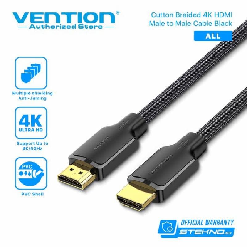 VENTION ALLBK 8M KABEL HDMI 4K@60Hz Cotton Braided Cable Black
