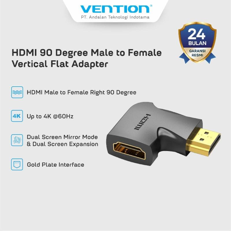 VENTION AIPB0 HDMI 90 MALE TO FEMALE VERTICAL FLAT ADAPTER
