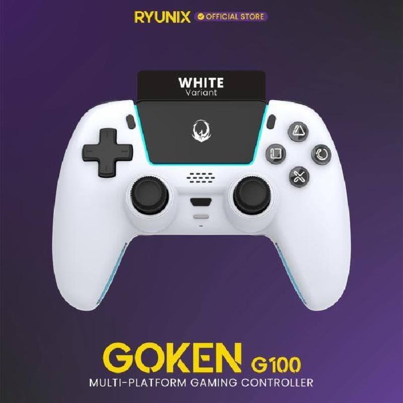 RYUNIX GOKEN G100 (White) Gamepad PS5 Multi Platform Hall Effect Gaming Controller