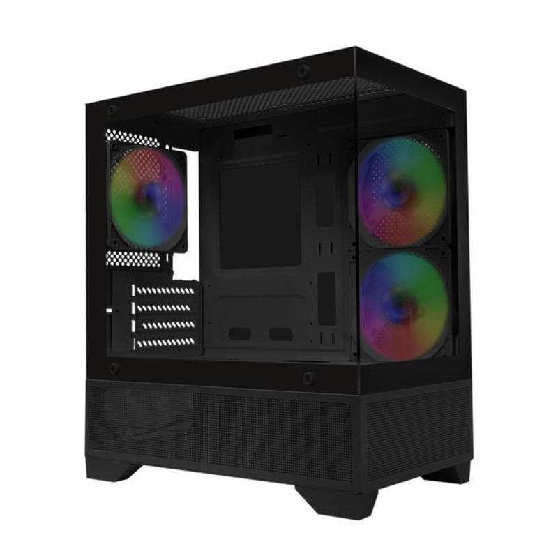 CUBE GAMING ARDENT (BLACK) - mATX Gaming Case - Front & Left Side Tempered Glass - Dust Filter - PSU Cover with Mesh Panel - FREE 3Pcs 120mm RGB Fan