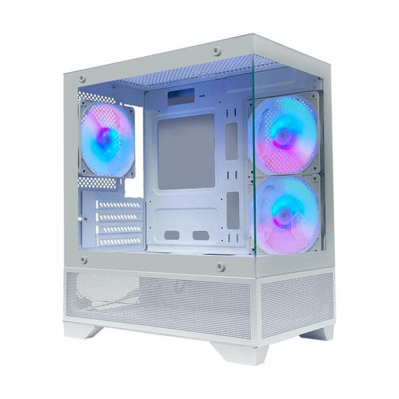 CUBE GAMING ARDENT (WHITE) - mATX Gaming Case - Front & Left Side Tempered Glass - Dust Filter - PSU Cover with Mesh Panel - FREE 3Pcs 120mm RGB Fan