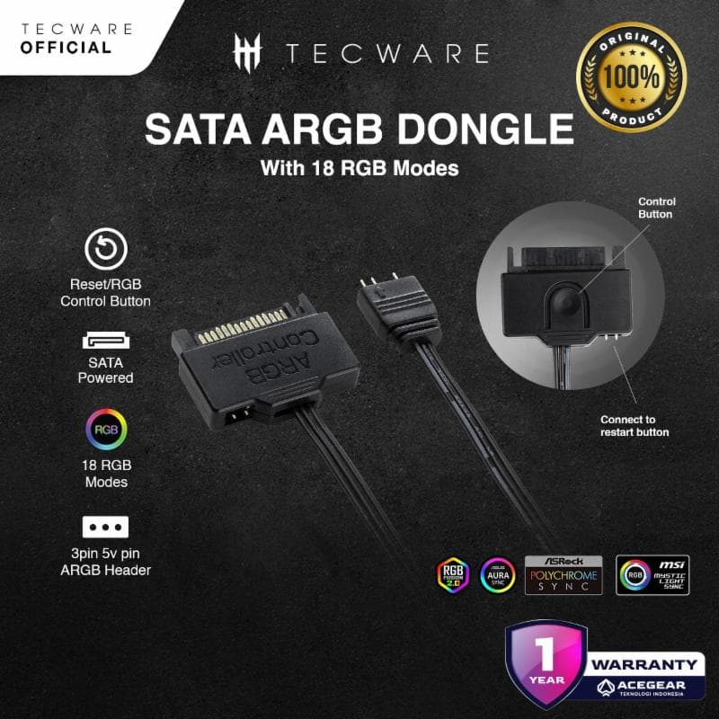 TECWARE Omni Link SATA ARGB DONGLE 18 Mode Simple Controller ARGB