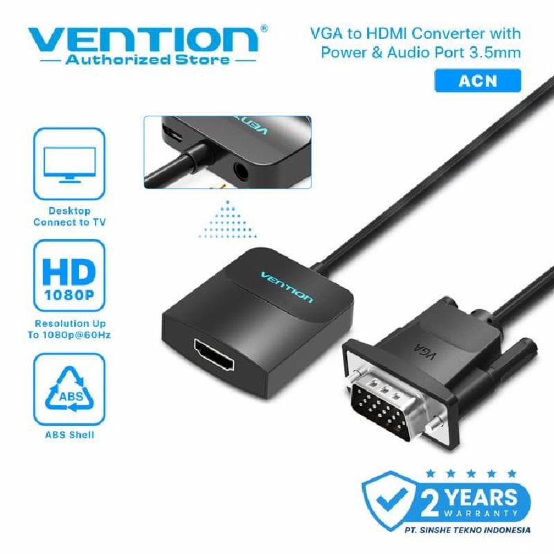 VENTION ACNBD VGA to HDMI Converter with Female Micro USB and Audio Port 0.5M Black