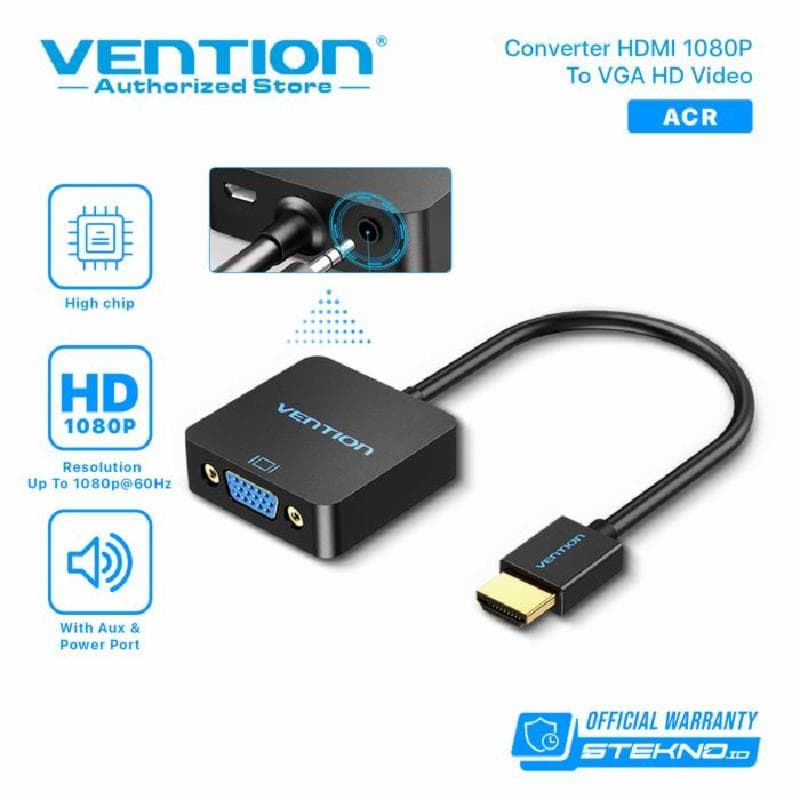 VENTION ACRBB HDMI to VGA Converter with Female Micro USB and Audio Port  0.15M Black