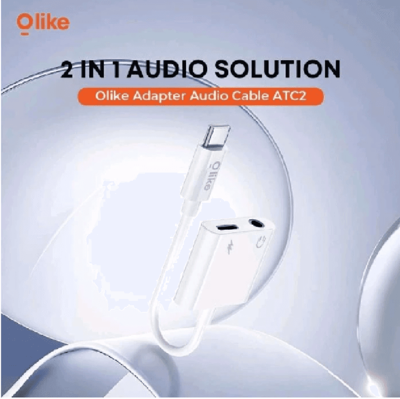 OLIKE ATC2 White Converter Audio 2in1 Type C to Type C + 3.5mm Adapter 2.4A