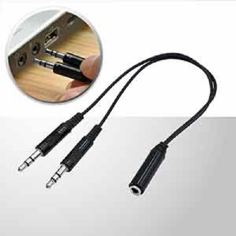 GAMEN GHC01 Black Kabel Audio Splitter2*3.5mm Male to 4 Pole 3.5mm Female