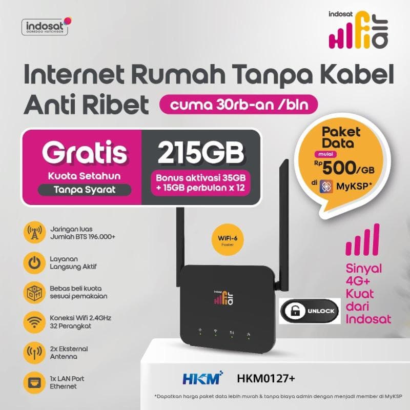 INDOSAT HiFi Air HKM 0127+ WiFi Modem 4G LTE